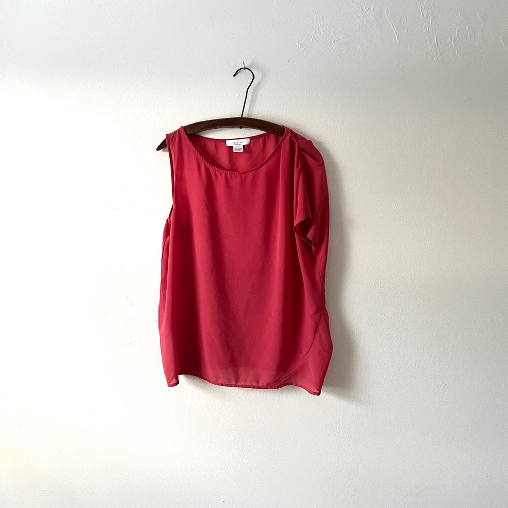 Persimmon Asymmetrical Sheer Top Rosette by Be Cool Vintage Short Sleeve M/L Y2K